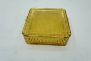 lot 220 image: vintage Federal Glass Amber Refrigerator dish 8.5 square by 3 tall