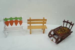 lot 228 image: Decorative Teddy BearDoll Wooden Benches and Vintage Sled