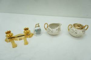 lot 288 image: Vintage 22k gold 50th anniversary creamer and sugar