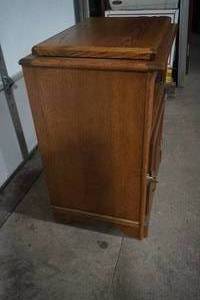 lot 315 image: Oak Wood Cabinet wswivel top (modeled after an old-fashioned ice box)