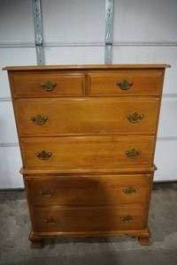 lot 323 image: 6 Drawer Wooden Dresser On Wheels