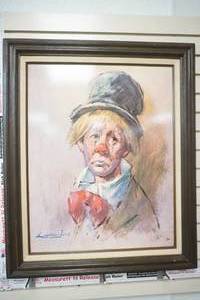 lot 325 image: Vintage Art Print  sad clown by Leighton Jones