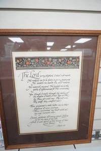 lot 329 image: Framed Needlepoint Psalm 23. Needle Art of the Old World Collection