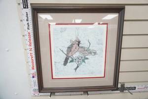lot 332 image: framed batik print by Marnie Dahl 18square. signed, numbered 1891400
