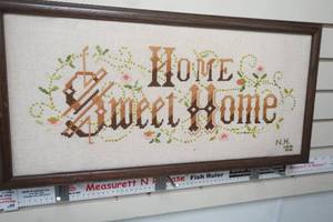 lot 333 image: Vintage Home Sweet Home Framed Needlepoint. N.H. 88