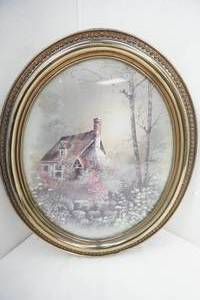 lot 335 image: Vintage 1982 Syroco Oval Framed Cottage