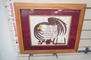 lot 340 image: 13x16.5 Framed & Matted Needlepoint Isaiah 4031