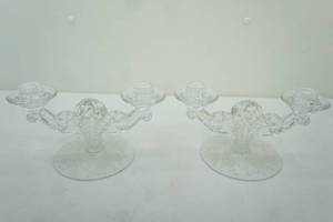 lot 354 image: Vintage Fostoria Crystal Double Candle Holders (2ct)