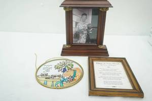 lot 373 image: Standing Picture Frame, Stained Glass Window Hang, Dust if You Must Framed Poem