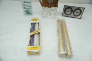 lot 418 image: Candles, Crystal Candlestick holders, Presto Barometer