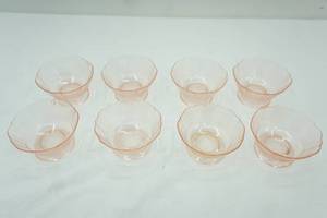 lot 497 image: 1930s Pink Depression Glass American Sweetheart Sherbet Bowls 8ct