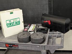 Mixed Lot - Mailbox, Weights, Nails, Radio, Medicine Cabinet
