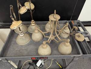 4 Piece Light Set - 3 Pendants & One 5 Globe Chandelier