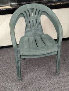 Pair of Green Stacking Patio Chairs