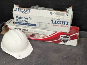 Painters Plastic and a Hard Hat