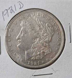 lot 12 image: 1921 D Morgan Silver Dollar