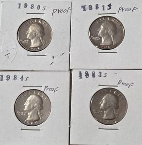 lot 34 image: 1980S, 1981S, 1983S, 1984S Jefferson Proof Quarters