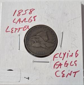 lot 51 image: 1858 Large Letter Flying Eagle Cent - Very Collectible
