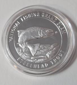 lot 86 image: 1 Oz. Silver Steelhead Trout - National Fishing Grand Slam - Round