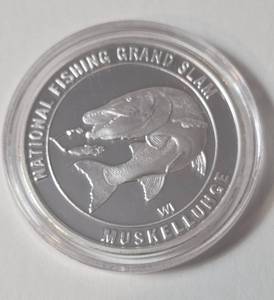lot 87 image: 1 Oz. Silver Muskellunge - National Fishing Grand Slam - Round