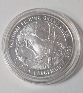 lot 91 image: 1 Oz. Silver Large Mouth Bass - National Fishing Grand Slam - Round