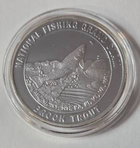 lot 94 image: 1 Oz. Silver Brook Trout - National Fishing Grand Slam - Round