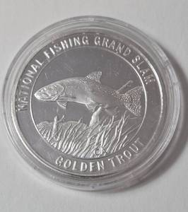 lot 95 image: 1 Oz. Silver Golden Trout - National Fishing Grand Slam - Round