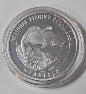 lot 96 image: 1 Oz. Silver Weakfish - National Fishing Grand Slam - Round