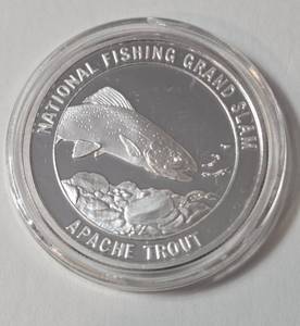 lot 97 image: 1 Oz. Silver Apache Trout - National Fishing Grand Slam - Round