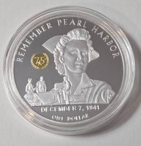 lot 108 image: 1 Oz. Silver - TUVALU 2017 Queen Elizabeth II - Remember Pearl Harbor 75th Anniversary Edition - December 7, 1941