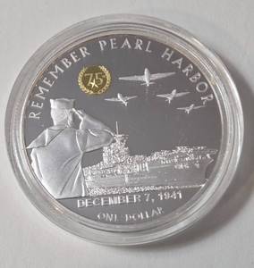lot 110 image: 1 Oz. Silver - TUVALU 2017 Queen Elizabeth II - Remember Pearl Harbor 75th Anniversary Edition - December 7, 1941