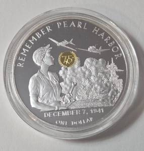 lot 113 image: 1 Oz. Silver - TUVALU 2017 Queen Elizabeth II - Remember Pearl Harbor 75th Anniversary Edition - December 7, 1941