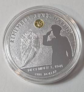 lot 115 image: 1 Oz. Silver - TUVALU 2017 Queen Elizabeth II - Remember Pearl Harbor 75th Anniversary Edition - December 7, 1941