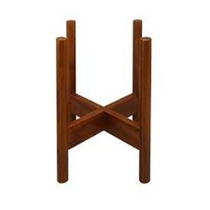 lot 11 image: 16 in. H Antique Mahogany Mid-Century Modern Wood Plant Display Stand