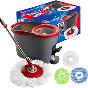 lot 26 image: Spin Mop and Bucket System with 3 Mop Head Refills Included