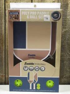 lot 13 image: Franklin Sports 2 Player Poly Paddle with Ball Set - BlueTan Pickleball Equipment