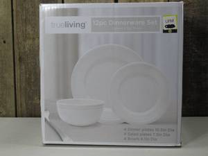lot 21 image: True Living Dinnerware Set, White, 12 pcs