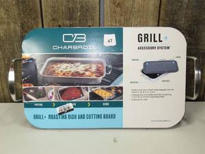 lot 46 image: Charbroil Deep Dish and Cutting Board Stainless Steel Heat-Resistant Grill Topper BlackSilver