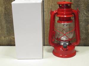 lot 89 image: Gerson 9.5-Inch Red Metal 15 LED Hurricane Lantern with Dimmer Switch