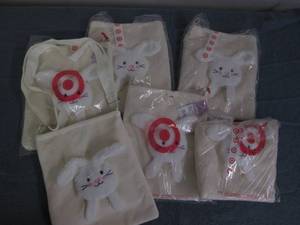 lot 127 image: 6 small white bunny totes, velcro s...