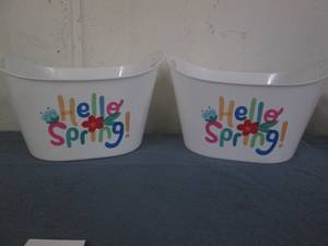 lot 146 image: 2 Hello Spring plastic baskets...