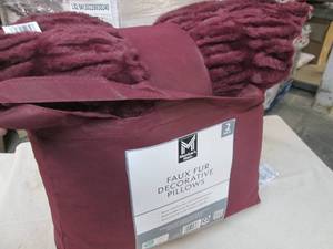 lot 95 image: 2 Faux fur decorative pillows...