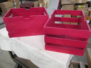 lot 215 image: 2 Stackable wood storage crates...