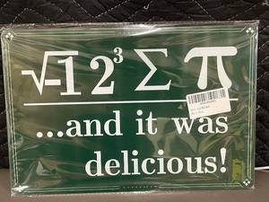 lot 7 image: box c - Metal Sign - I 8 Sum Pi Math Pun (I Ate Some Pie) - 8x12 Inch Decor