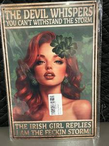 lot 9 image: box c - Metal Sign 8x12 in - The Devil Whispers You Cant Withstand The Storm