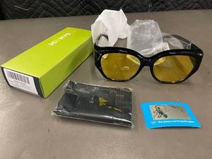 lot 32 image: box c - HIGHYEU Sunglasses - Black Frame, Yellow Lenses