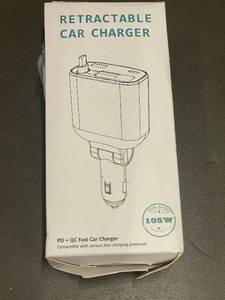 lot 42 image: Mil - Retractable Car Charger PD QC 105W with 2-in-1 Cable