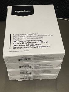 lot 56 image: Amazon Basics Copy Paper 8.5 x 11 in 20 lb 92 Brightness 500 Sheets (4 Pack)
