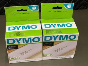 lot 100 image: DYMO White Address Labels - 1 18 x 3 12 in (28x89 mm) - 2-Pack (350 labels per box)