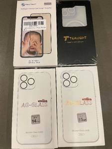 lot 113 image: 33 - AG-Glass iPhone 14 Plus Case White iPhone 15 Pro Case White PerfectSight 2-Pack Screen Protector Teaught Smartphone Case